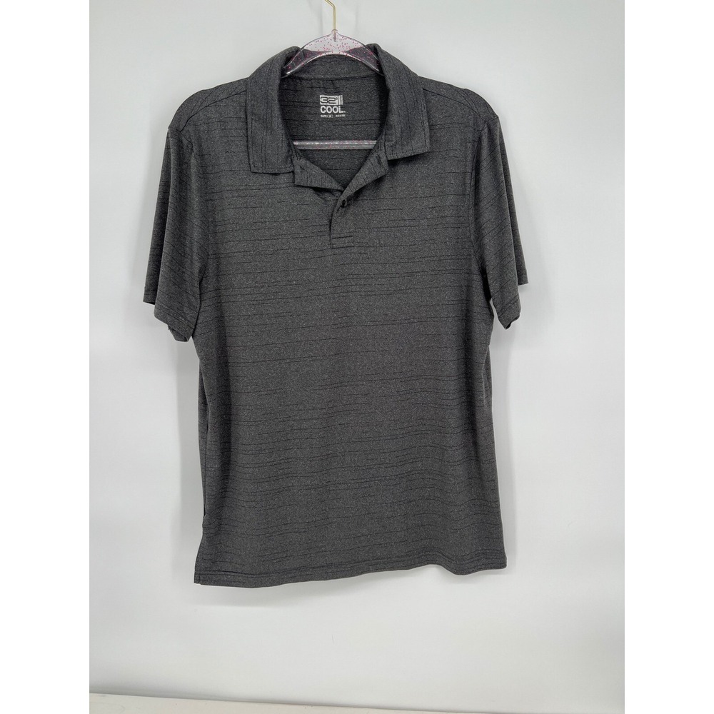 32 Degrees Cool Polo Shirt Moisture Wicking Athletic Gray Striped Mens M